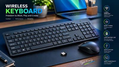 Product Name: Premium Wired Keyboard Description: A reliable, full-size wired keyboard designed for everyday computing, office work, education, business, and home use. It features a professional black finish, comfortable full-size key layout, dedicated numeric keypad, and a dependable USB connection that provides a direct connection to your computer without requiring batteries or wireless pairing. 3